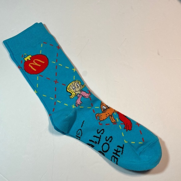 McDonald's Teal Blue Grinch Holiday Character Socks - Picture 2 of 2